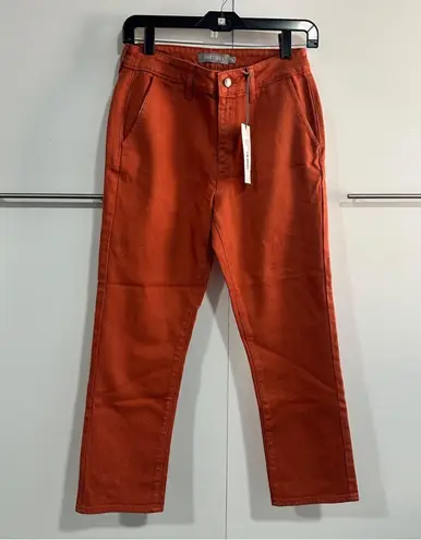 Just USA Size 26/2 Rust Denim High Rise Slim Straight Leg Jeans Chic Neutral NWT