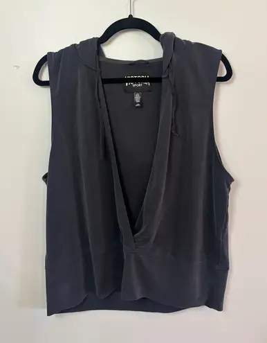 Victoria Sport Sleeveless Hoodie Vest Top Gray Athleisure Workout Large