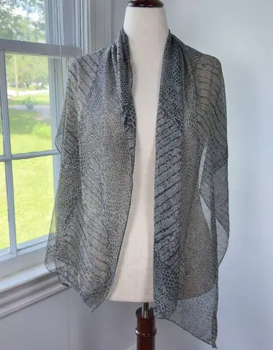 Vintage Sheer Animal Print Snakeskin Scarf One Size Gray