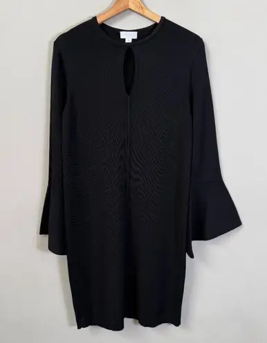 Carlisle New York Keyhole Knit Knee Length Dress Women XS Black LBD Classic NWOT