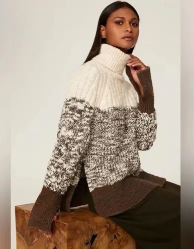 3.1 Phillip Lim Chunky Knit Long Sleeve Turtleneck Sweater Brown XS NWT $550
