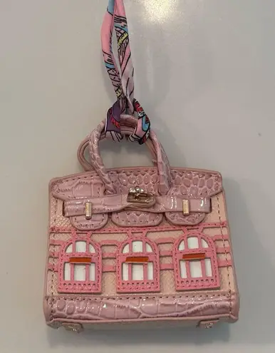 Mini Pink House Small leather Bag Headphone Bag or bag charm