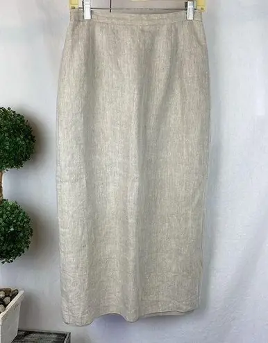 Plaza South 100% Linen Tan Maxi Skirt 10