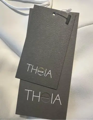 NWT Theia Black/Ivory Crisscross Off the Shoulder Color Block Jumpsuit Size 10 Black