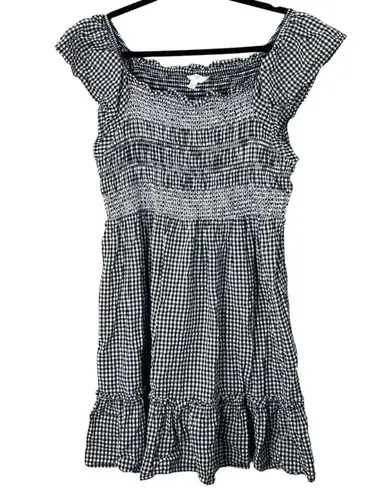 Terra & Sky Black White Gingham Seersucker Tiered Mini Dress Size 2X