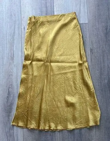 Babaton  Slip Satin Midi Skirt in Gold