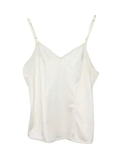 Vanity Fair 1990s White Satin Slip Cami Lace Trim Vintage Lingerie Boudoir 36