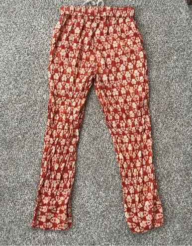 Faherty Orange Pacific Beach Linen Pants Patterned Summer Vacation Comfy XS