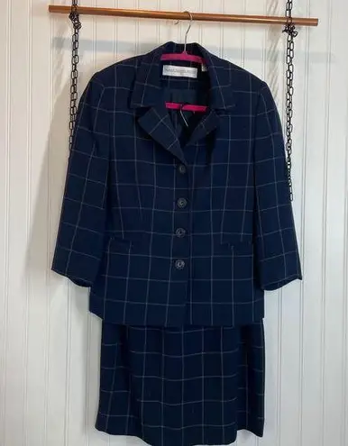 Calerie Stevens Petites Office Set 3/4 Sleeve Blazer Size 4P & Skirt Size 6P Blue