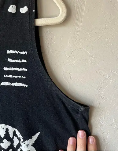 Cotton Fields Mac Black Fish Stencil Print Maxi Sleeveless Dress lagenlook Art Size L