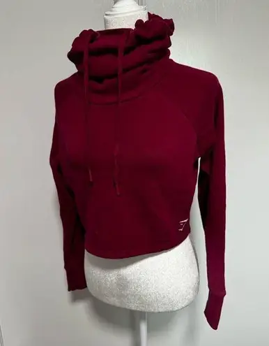 Gymshark  Funnel Neck Cropped Women’s Workout Hoodie Burgundy Red Exercise Small