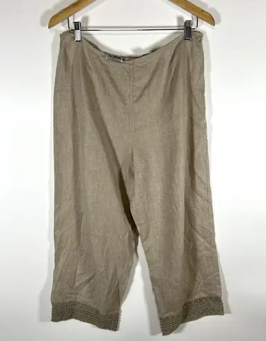 RICHARD MALCOLM Pants Womens Size 12 Beige 100% Irish Linen Wide Leg Lightweight Tan