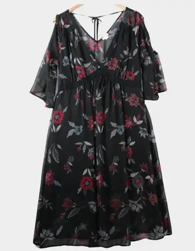 Wild Pearl Whimsigoth Witchcore Eyeshadow Floral Dress Size Large Bell Sleeves Dark Fairy