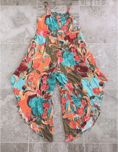 MSK Floral Print Gaucho Jumpsuit Strappy Green Size M NWT Size M