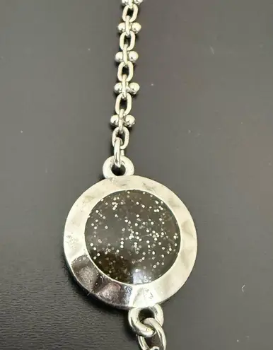 Lia Sophia Silver-tone Molecule Black Sparkly Center Accent 30”Necklace 31g.