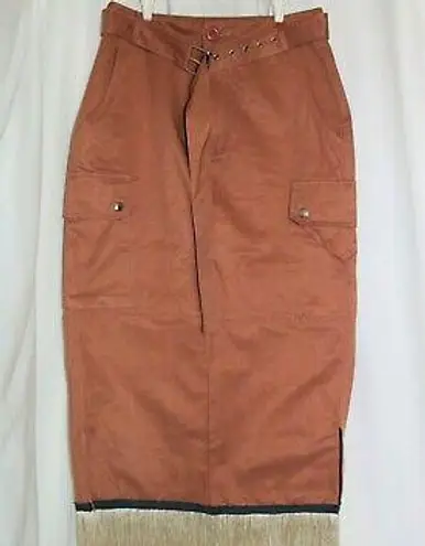 Womans Size X Small Rust 100% Cotton Skirt Fringes Border of Blue Hebrew Customs - Image 1