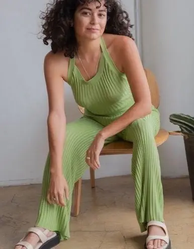 Revolve Callahan Elodie Knitwear Flare Pant Ribbed Basil Green Small