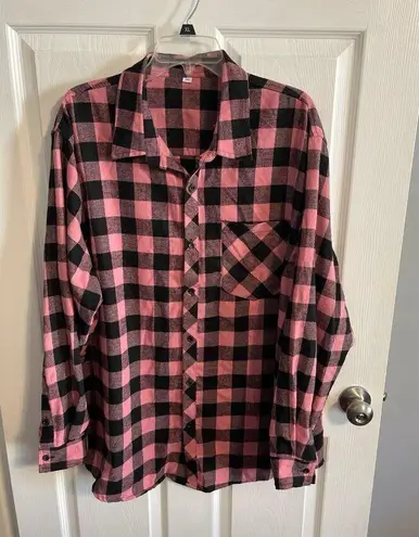 Women’s Flannel Shirt Size 2XL Blush Black Grey New Without Tags Pink