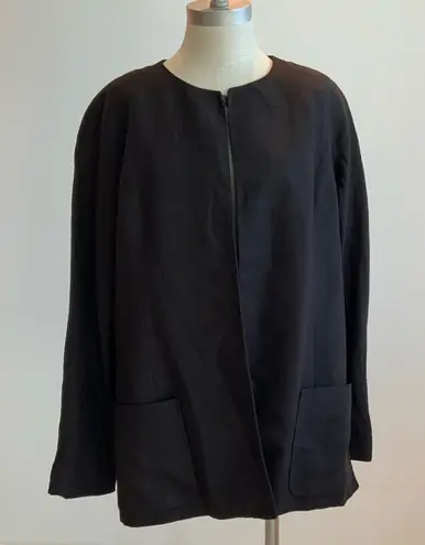 Ellen Tracy Dark Brown Stylish Linen Blend Jacket sz 16