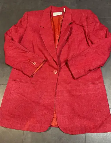 Vtg Lord & Taylor Size 12Red 100% Silk Blazer E0130 Red