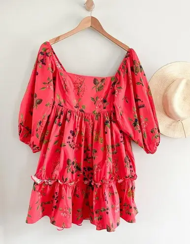 Cara Cara | Sip Sip Dress in Botanical Allover Coral | Sz XS Pink