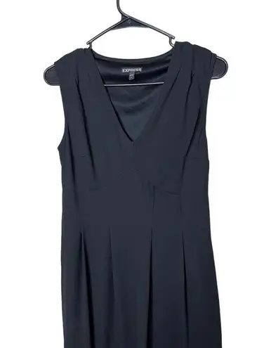 Cotton Express Express Black Chiffon VNeck Knee Length Sleeveless Dress Small