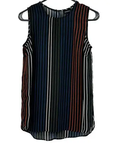 Who What Wear ‎ size XS sleeveless blouse black with multi color stripes down