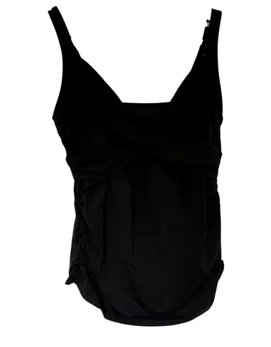 Lands' End black swimsuit top built in bra twist front adjustable women's 16