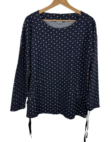 Talbots T by  Heart Print Long Sleeve‎ Lace Up Sides Sweatshirt Sz L Casual Comfy - Image 1