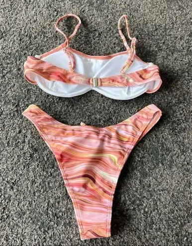 Marble print bikini set pink Size L