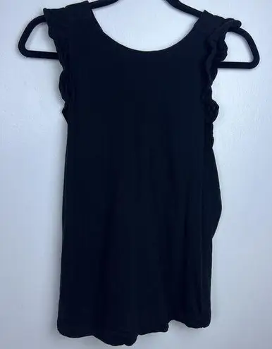 Loft Flutter Sleeve Cross Back Classic Cotton Top Black Size Small