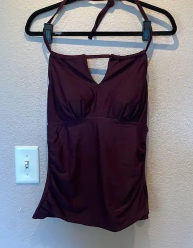 Kona Sol New High Neck Keyhole Tankini Top Plum Color Size Medium NWT