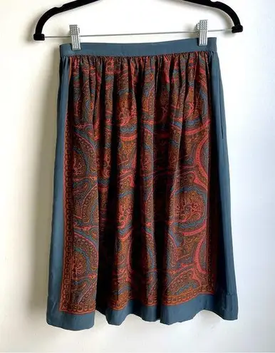 Vintage Anne Crimmins Umi Collections Silk Skirt Paisley Circle 25" Sz 6 Pockets