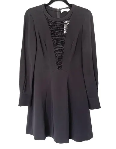 ALC Frank A.L.C Wares Ponte Black Lace Fit & Flare Mini Dress Size 2