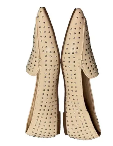 Chase and Chloe Beige Studded Pointed Toe Faux Leather Slip On Flats Size 6