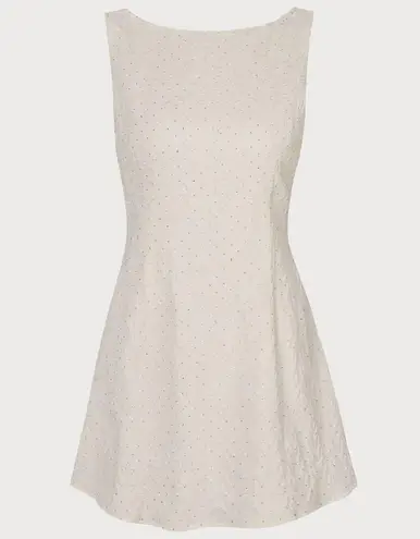 Rihoas Beige Boat Neck Textured Mini Dress Tan Size M