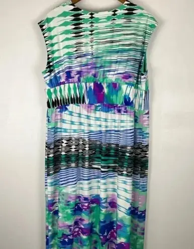 Roz & Ali  Plus Size Blue Green White Purple Striped Tie Dye Summer Maxi …