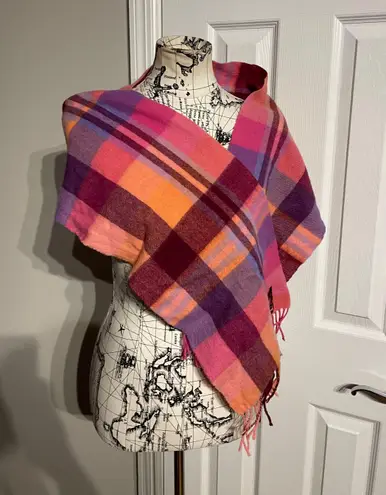 Vintage Kiltane of Scotland Lambswool Cashmere Tartan Shawl Wrap Pashmina Multicolor colorful Coquette Scarf