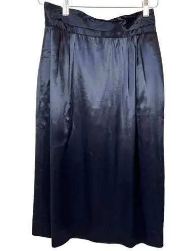 Vintage Halston Black Satin Pencil Skirt Size 8