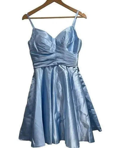 Loyeloy blue dress satin silky fabric sz 4 corset tie back style ice blue