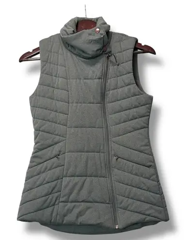 CALIA by Carrie Underwood Gray Quilted Funnel Neck Puffer Vest Women S