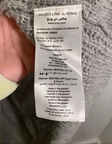 Jacqueline de Yong Long Sleeve Cardigan Gray