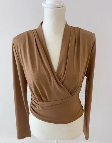 ASTr the label SHAWL COLLAR WRAPPED LONG SLEEVE TOP Size medium Brown