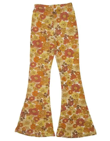 Ghanda Rosa Flares Retro Floral Bell Bottom Pants Orange Size XS