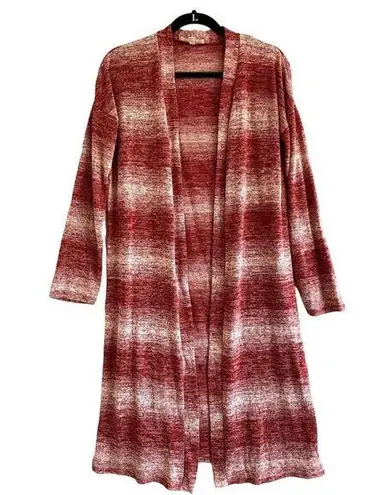 Wonderland by Orange Size Medium Sweater Cardigan Duster Red White Long Sleeve