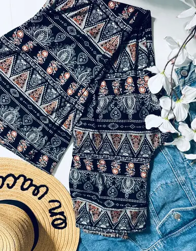 About A Girl Bohemian Printed Flare Wide Leg Soft Pants