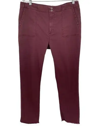 TINSEL Deep Plum Raw Hem Cropped Pants Plus Size 33 Casual Summer Everyday Purple