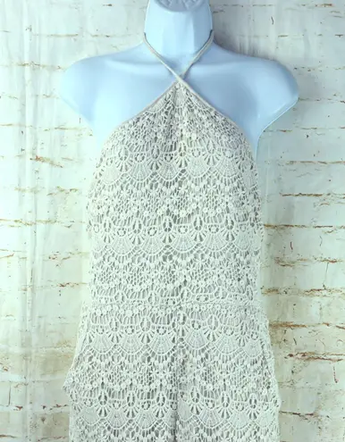 Sundays August Jumpsuit Womens S Ivory Crochet Lace Halter Lined Boho NWT $160