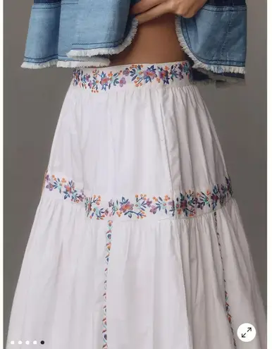 NWOT Banjanan Antonia Skirt Srinagar Embroidered White. MSRP $345. Size L White Size L