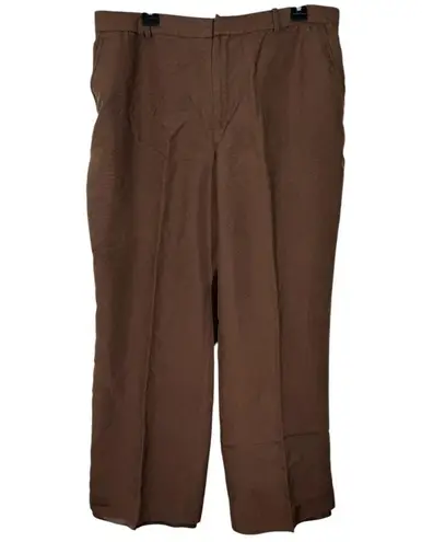 Lauren Ralph Lauren Brown Silk Wide Leg Pants Sz 16 Old Money Preppy Luxury